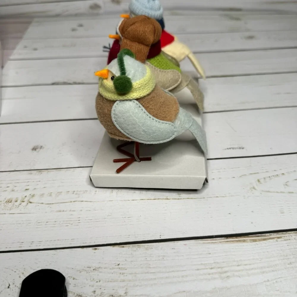 3pc Featherly Friends Mini Fabric Christmas Bird‎ Figurine Wondershop Natural